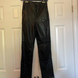 NWT Dynamite Gisele Faux Leather Straight Leg Pants - Jet Black - Size 2